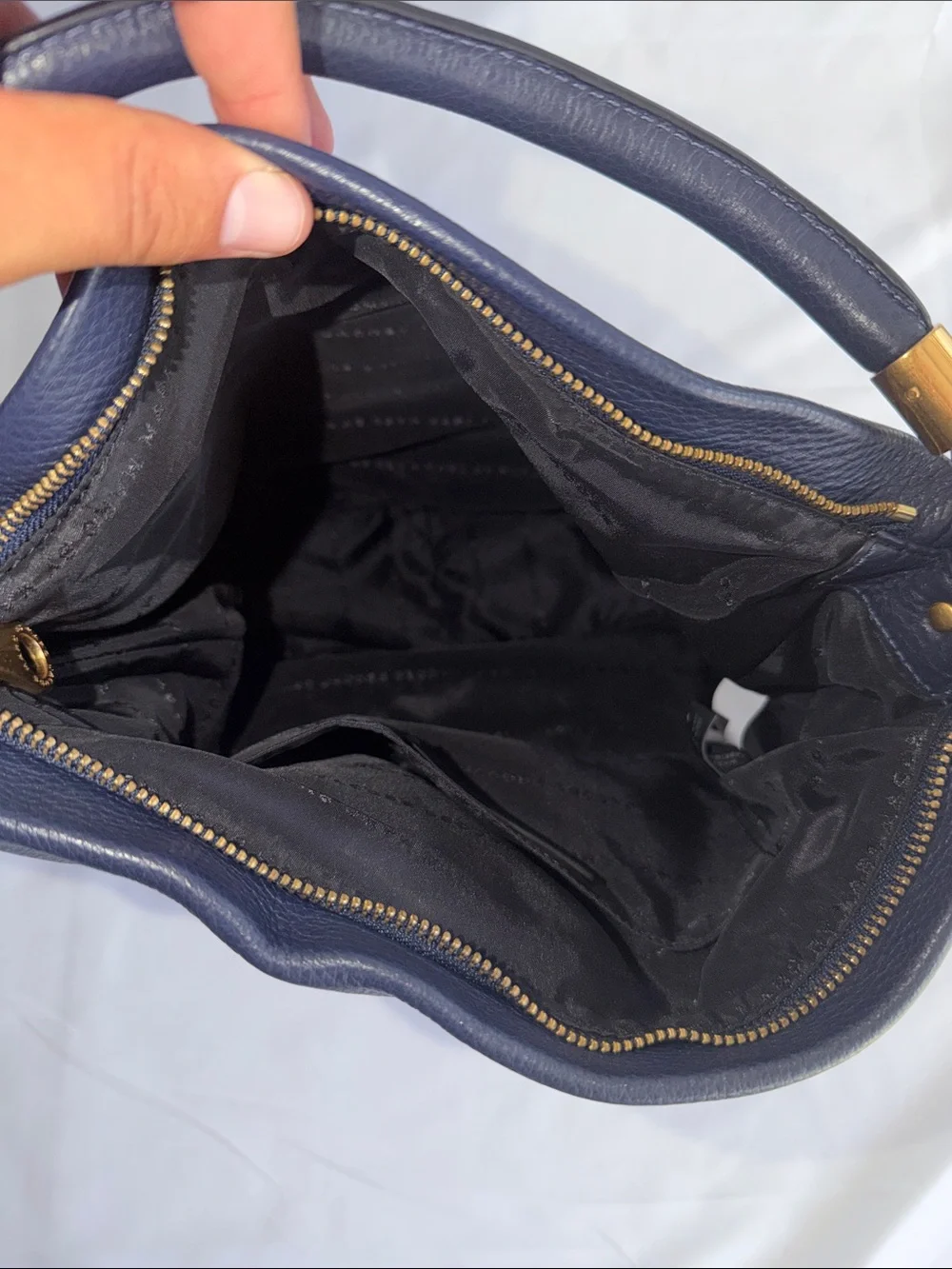 Marc by Marc Jacobs Navy Leather Crossbody Hobo with Gold Hardware